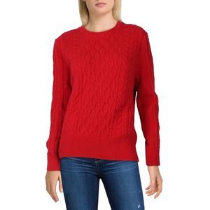 Barbour Womens Laven Red Cable Knit Crewneck Shirt Pullover Sweater Top NWT